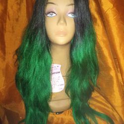 Ombre Green/Black Wig,😍