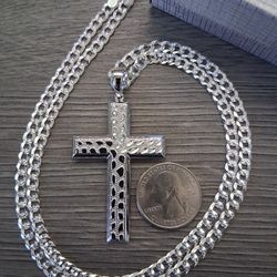Cadena Y Cruz Plata 925 