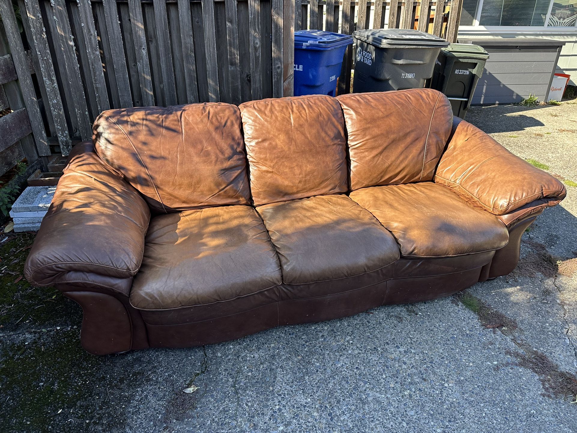 FREE - Brown Leather Couch 