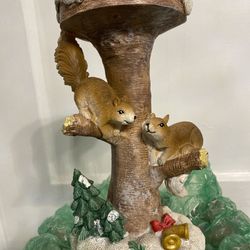 Christmas Squirrel Pillar Candle Holder Resin 7.5" tall by WoodLand