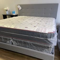 New Queen Bed W Mattress ! Nueva Cama Queen Con Colchones 