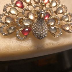 Vintage 1950s Rhinestone  Peacock 