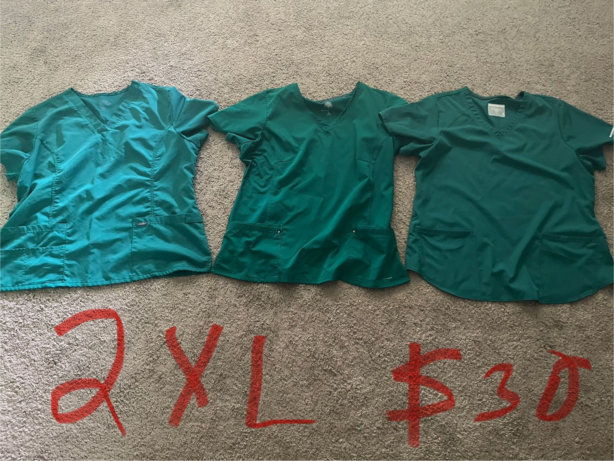 Hunter Green Scrubs- Price/Sizes on each pic