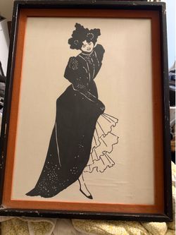 Vintage Framed Silhouette Art – Edwardian Gibson Girl Lady Portrait