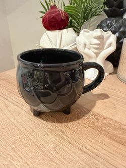 Stoneware Black Cauldron Halloween Mug