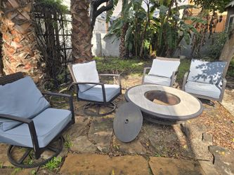 Outdoor Metal Furniture Set With Chairs And Firepit