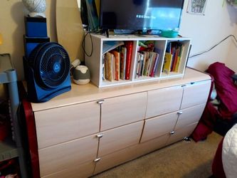 Wide 6-Drawer Dresser Light Wood Finish