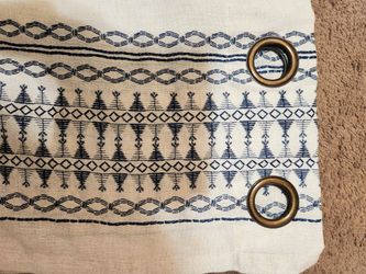 Navy Blue And Cream Pattern Curtains