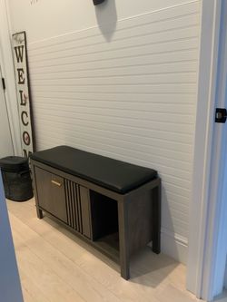 40" Shoe Storage Bench with Flip Drawers & Removable Padded Seat