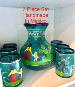 Vibrant 7 Piece Set Handmade Glassware 