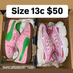 Girls Shoes 13c Pumas And Adidas $50