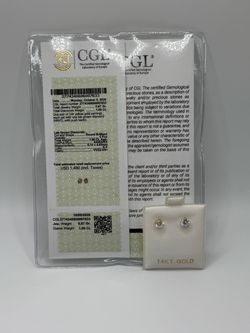 14K Gold Lab Grown Diamond Stud Earrings 1.00 Ct