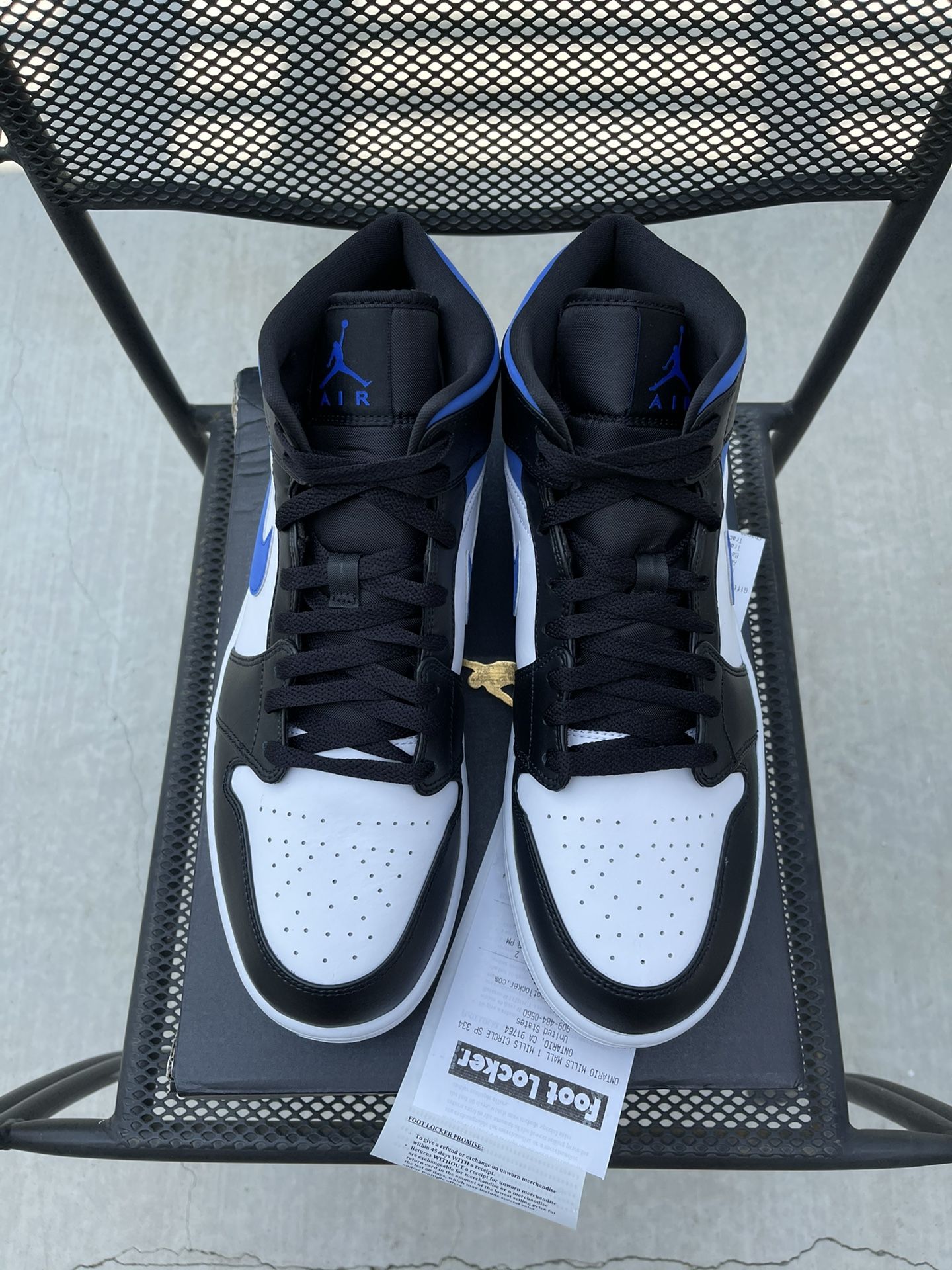 jordan mid white black royal size
