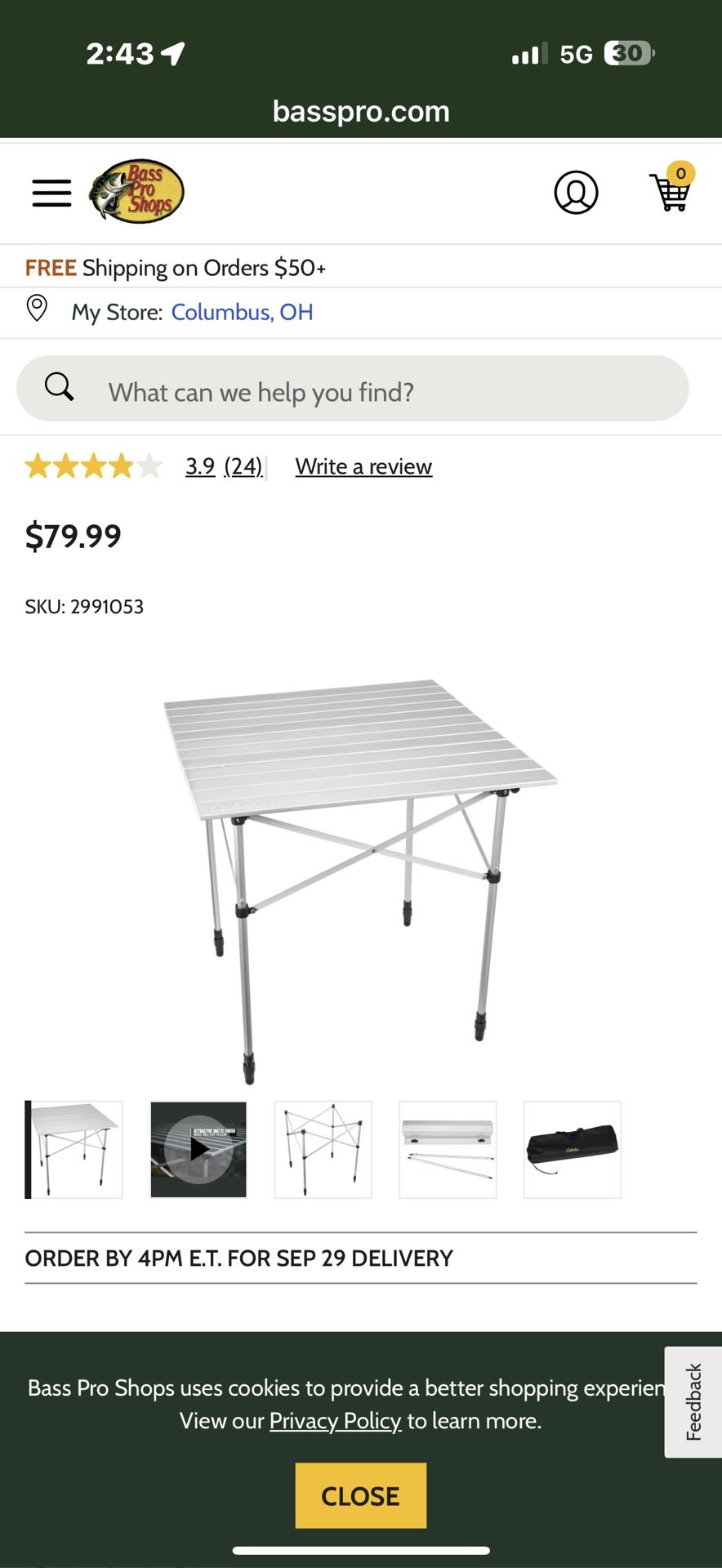 Collapsable Travel Table