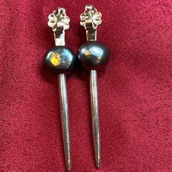 Rare & Discontinued Morgan Reed Pearl on Sterling Silver Dagger Earrings