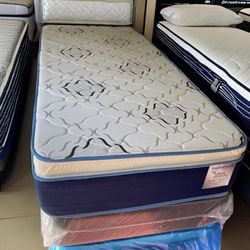 Twin Size Mattress Pillow Top 14” Inches  Excellent Comfort Also Available: Full, Queen And King New From Factory With Its Plastic Same Day Delivery 