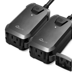 TREATLIFE Smart Dimmer Plug 2 Pack Outdoor Smart Plug Works with Alexa and Google Assistant, Light Dimmer Remote Control, Max Power 400W, IP44 Waterpr