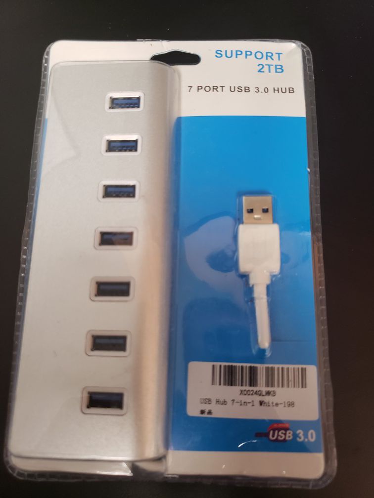 7-Port USB 3.0 Hub 5Gbps Aluminum Portable for PC Laptop Notebook Desktop