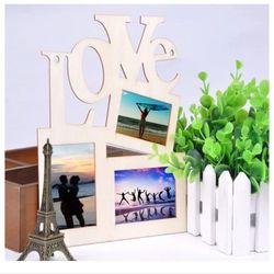 Picture Frame DIY Lovely Hollow Love Wooden Family Photo Picture Frame Base Art Home Decor Picture Frames Decor