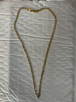 18in 10K Gold Over 100% Sterling Silver Cuban With Diamond cuts