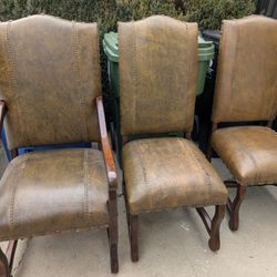 Spanish Leather Dining Chairs (8)