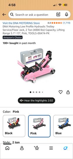 DNA Motoring Low Profile Hydraulic Trolley Service/Floor Jack, 2 Ton (4000 lbs) Capacity, Lifting Range 5.1"-13", Pink, TOOLS-00474-PK