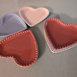 Williams-Sonoma set of six heart-shaped snack dessert dish plates - Vintage 