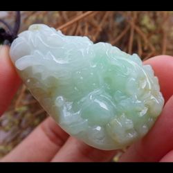 Certificate Jadeite jade 3 colors white green yellow Myanmar Burmese Dragon Ball pendant