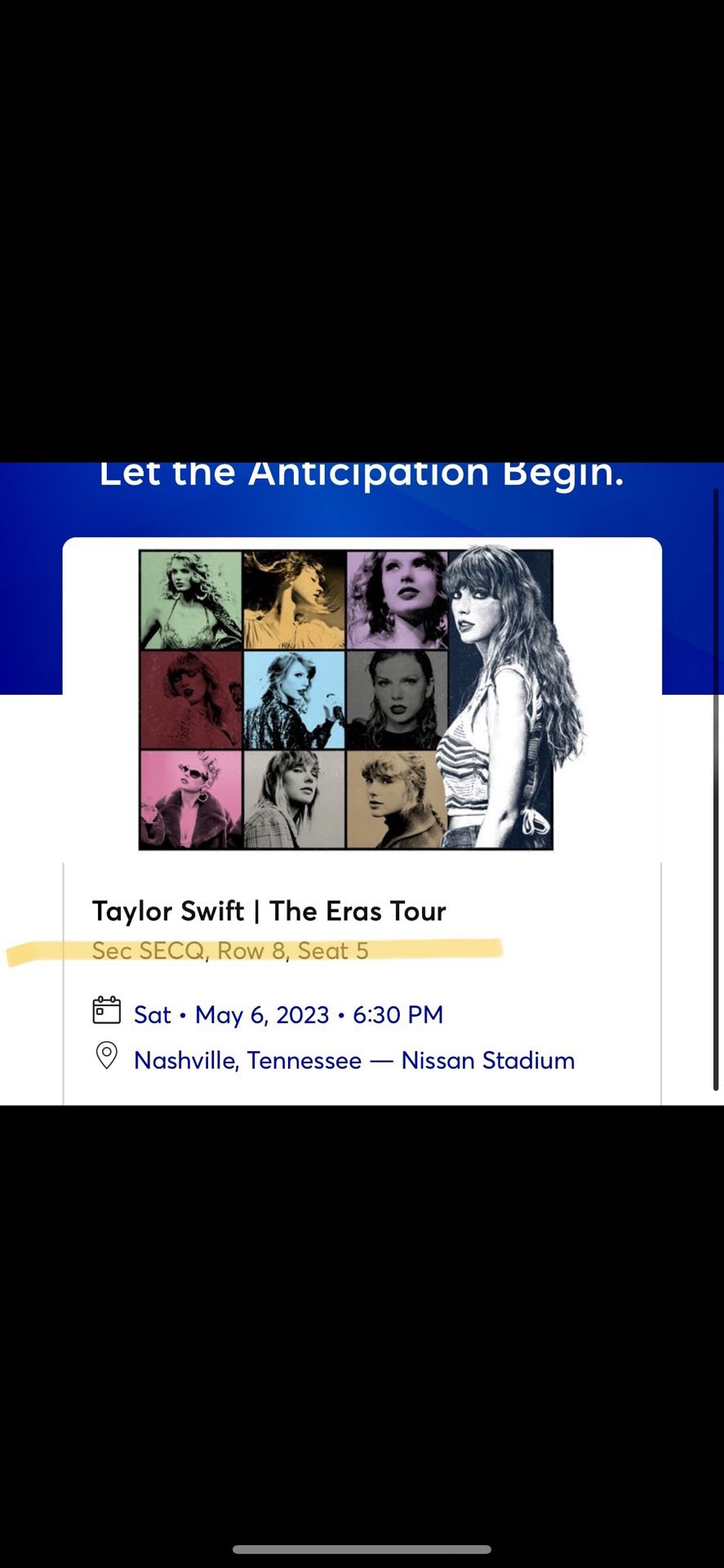 The Eras Tour Taylor Swift Ticket