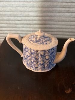 Blue and White Rooster Chintz Ceramic Teapot