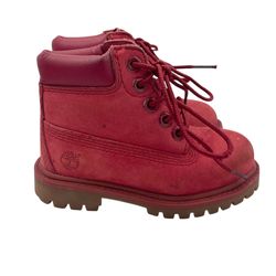 Timberland toddler premium WP nubuck red lace-up boots Size 7