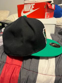 New Era Fitted Hat Black Green Brim