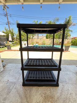 Plastic storage shelves