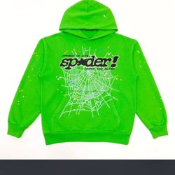 Sp5der Punk V2 Rhinestone Hoodie 'Bright Green'
