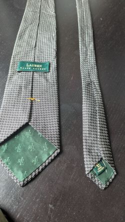 Lauren Ralph Lauren Men's Tie Black White Geometric Pattern Logo Accent