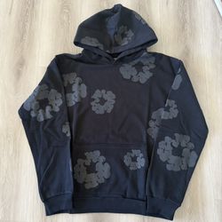 black denim tear hoodie