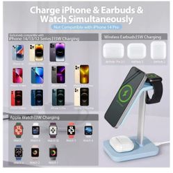 3 IN 1 WIRELESS CHARGER BLUE- NEW