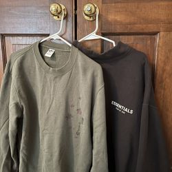 Essentials Fear of God Navy Sweatshirt + UT MFA Boston Green Sweatshirt