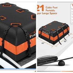 FIVKLEMNZ 21 Cubic Car Rooftop Cargo Carrier Roof Bag Waterproof for All Top of Vehicle with/Without Rack Includes Topper Anti-Slip Mat + Reinforced S