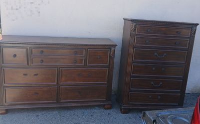 Wood Dresser and Chest Set