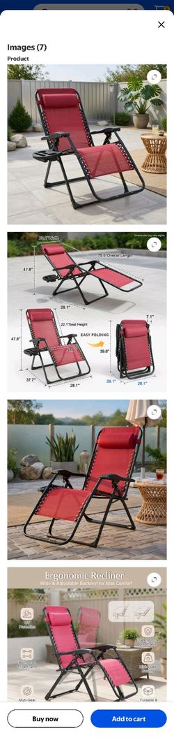 Oversized Zero Gravity Folding Lounge Chair for Outdoor Patio - Heavy-Duty 500 lb Capacity, Breathable Waterproof Fabric, Adjustable Recliner with Cup