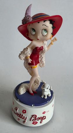 Red Hat Betty Boop w/ Pudgy 'Putting on the Ritz' Music Box Figurine 7"
