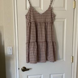 Nectar Clothing Brown Checkered Dress S