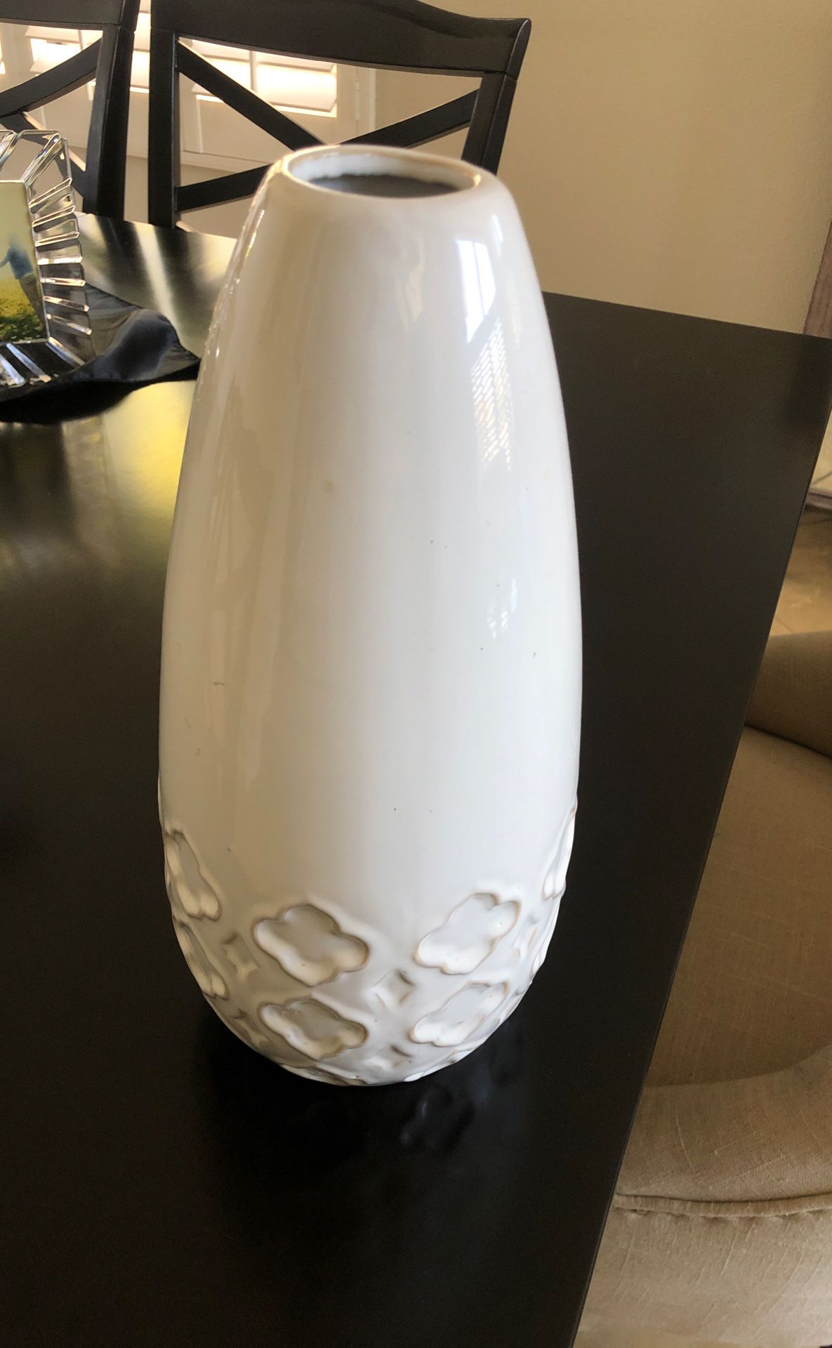 White modern vase. Approximately 15 inches high. Beautiful