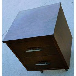 Eames Era Solid Wood Two Drawer Desk Cabinet With Pegged Capped Peg Legs