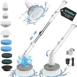 Electric Spin Scrubber – Cordless, Dual Speed, 8 Heads + Extension Arm