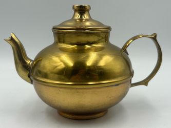 Vintage Brass Teapot Kettle with Lid Ornate Handle Gold Tone Decorative