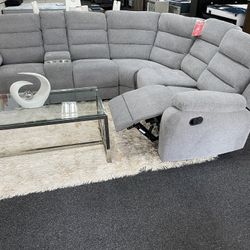 SECTIONAL RECLINERS GREY FABRIC 