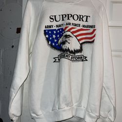 Jerzees Support Desert Storm Army Navy Marines Air Force Sweatshirt New No Tags.