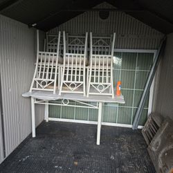 Wrought Iron Outdoor Table And Six Chairs